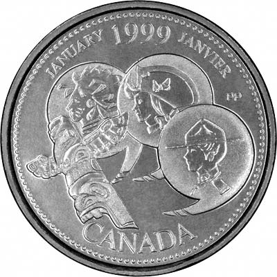 Reverse of January 1999 Canadian Quarter Dollar
