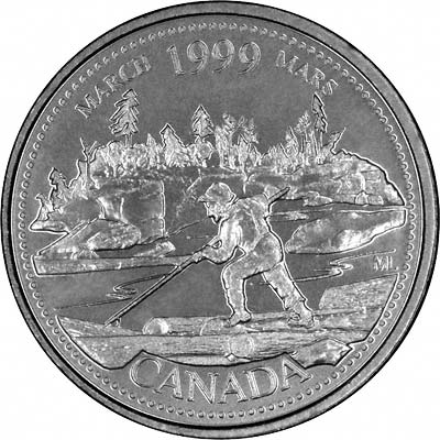 Reverse of March 1999 Canadian Quarter Dollar