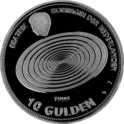 Obverse of 2000 Dutch 10 Guilders Millennium Coin