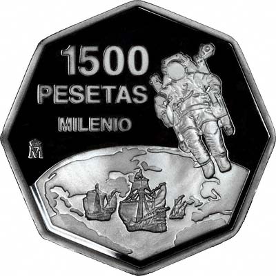Reverse of 2000 Spanish 1,500 Pesetas Millennium Coin