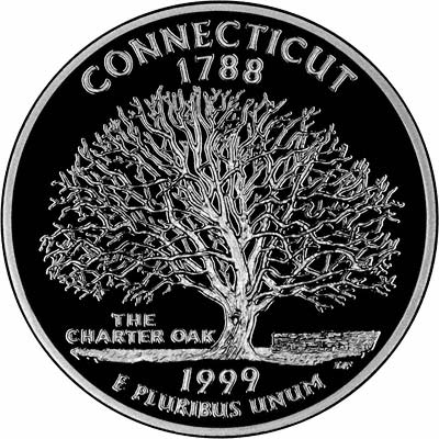 Reverse of 1999 USA Connecticut State Quarter