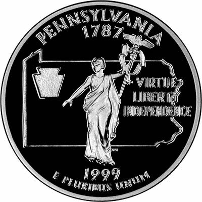 Reverse of 1999 USA Pennsylvania State Quarter
