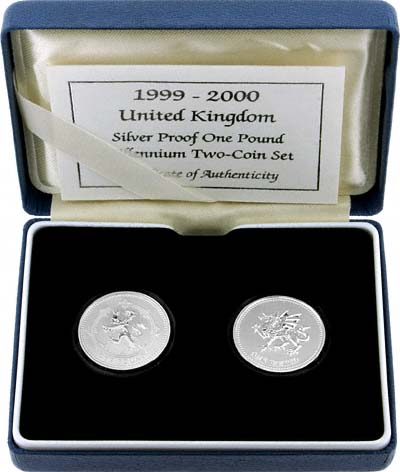 1999 - 2000 Silver Proof Millennium Two Coin Set