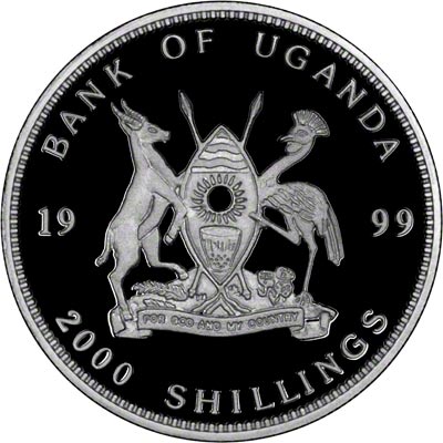 Obverse of Ugandan Silver Proof 2000 Shillings