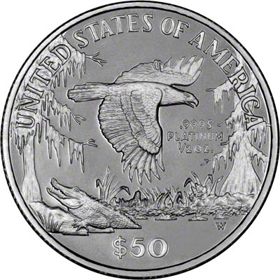 Reverse of 1999 Half Ounce American Proof Eagle in Platinum