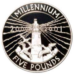 2000 2001 Alderney Millennium Five Pound Crown