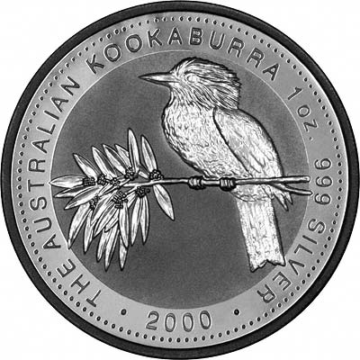 Reverse of 2000 Australian One Ounce Silver Kookaburra