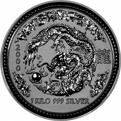 Reverse of 2000 Australian Year of the Dragon Silver Dollar