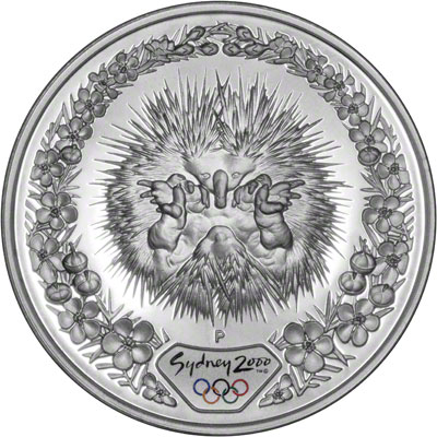 Reverse of Australian $5 Silver Proof Coin - Echidna & Tea Tree