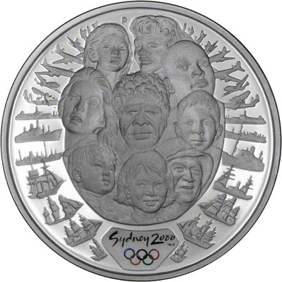 Reverse of Australian $5 Silver Proof Coin - 9 Australian Faces of Different Races