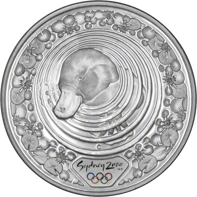 Reverse of Australian $5 Silver Proof Coin - Platypus & Water Lily