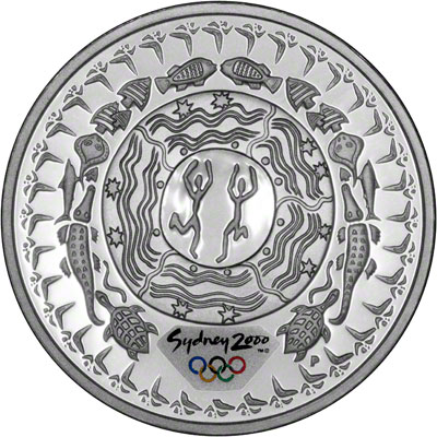 Reverse of Australian $5 Silver Proof Coin - Two Dancing Figures in Dream Circle