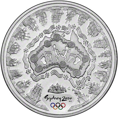 Reverse of Australian $5 Silver Proof Coin- Australian Map