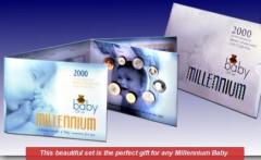 2000 Uncirculated 9 Coin Set in Special Millennium Baby Gift Pack