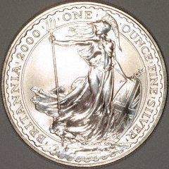 Reverse of Year 2000 Britannia Silver Bullion Coin