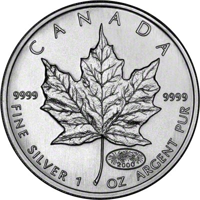 Reverse of 2000 Canada One Ounce Silver Maple - Fireworks Privy Mark