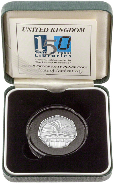 2000 Public Libraries Silver Proof Fifty Pence in Presentation Box