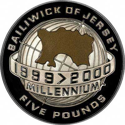 Reverse of 2000 Jersey 5 Pounds Millennium Coin