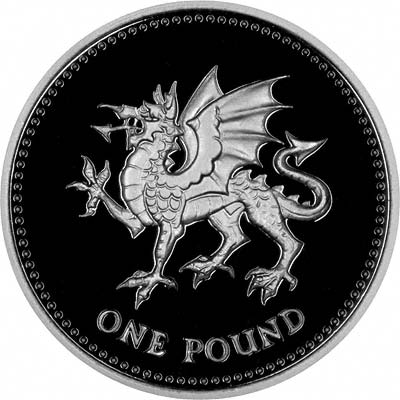 Welsh Dragon Reverse on Silver Piedfort Pound Coin