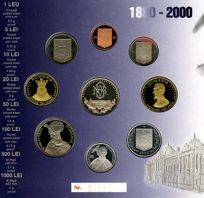Obverse of 2000 Romanian Uncirculated Coin Set