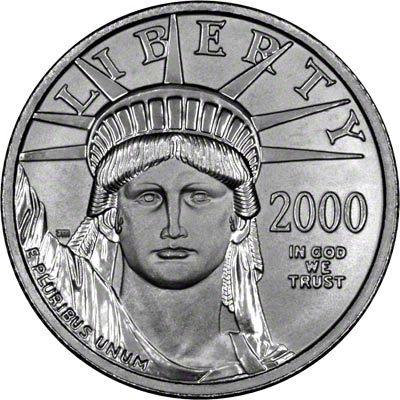 Obverse of Quarter Ounce American Eagle in Platinum