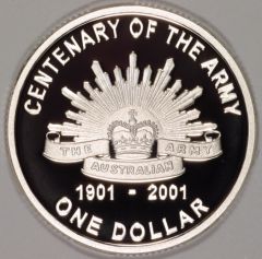 Reverse of 2001 Australian Silver Dollar Commemorating the Centenary of the Australian Army