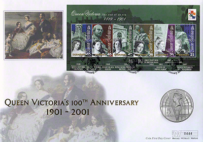 2001 - 100 Year Anniversary of Queen Victoria Crown - Great Britain and Guernsey PNC