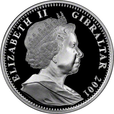 Obverse of 2001 Gibraltar Silver Proof Crown