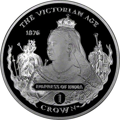 Reverse of 2001 Gibraltar Silver Proof One Crown - Empress of India