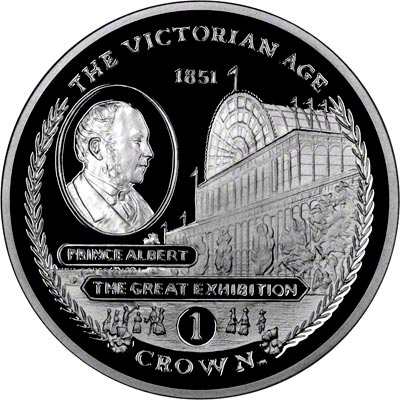 Reverse of 2001 Gibraltar Silver Proof One Crown - Prince Albert and the Great Exhibition