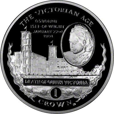Reverse of 2001 Gibraltar Silver Proof One Crown - Death of Queen Victoria