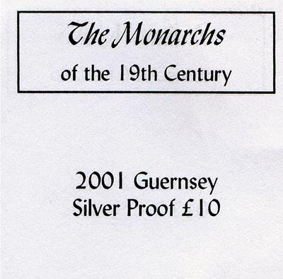 2001 Guernsey Silver Proof Ten Pounds Certificate