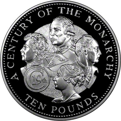 Reverse of 2001 Guernsey Silver Proof Ten Pounds