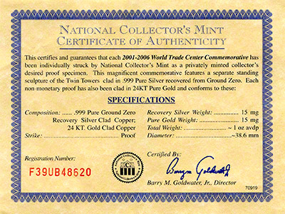 National Collector's Certificate of Authenticity