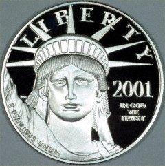 Obverse of 2001 Proof American Eagle in Platinum