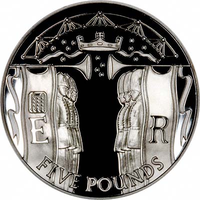 Reverse of 2002 Alderney Five Pound Crown