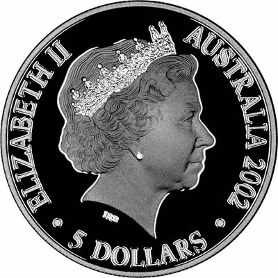 Obverse of 2002 Australian Silver Proof Five Dollars