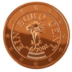 Obverse of Austrian 1 Euro Cent Coin