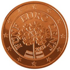 Obverse of Austrian 5 Euro Cent Coin