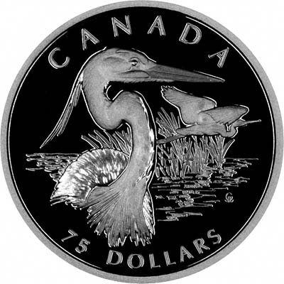 Great Blue Herons on Reverse of 2002 Quarter Ounce Canadian Proof Platinum $75