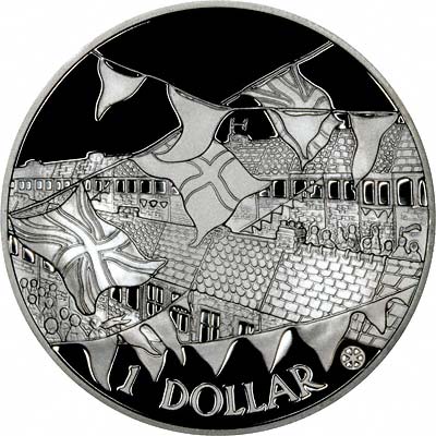 Street Parties on Reverse of 2002 Cook Islands Golden Jubilee Silver Proof Dollar