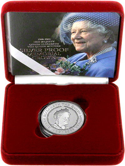 2002 Queen Mother Memorial Silver Proof Crown in Presentation Box
