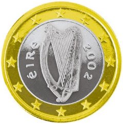 Obverse of Irish 1 Euro Coin