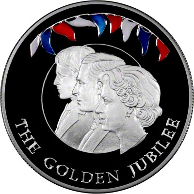 Reverse of 2002 Golden Jubilee Silver Proof Fifty Pence