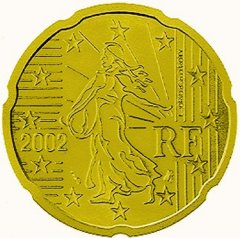 Obverse of French 20 Euro Cent Coin