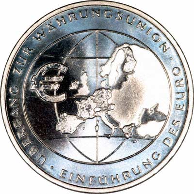 Reverse of German 2002 Silver 10 Euro Coin
