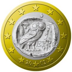 Obverse of Greek 1 Euro Coin