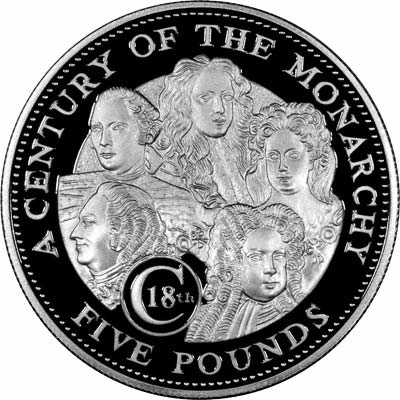Reverse of 2002 Silver Proof Crown - British Monarchy 18th Century