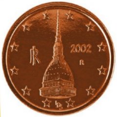 Obverse of Italian 2 Euro Cent Coin
