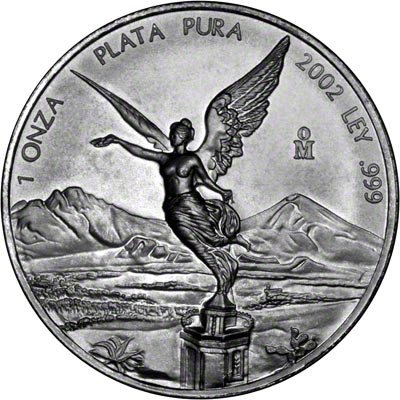 Reverse of 2002 Mexican One Ounce Silver Libertad